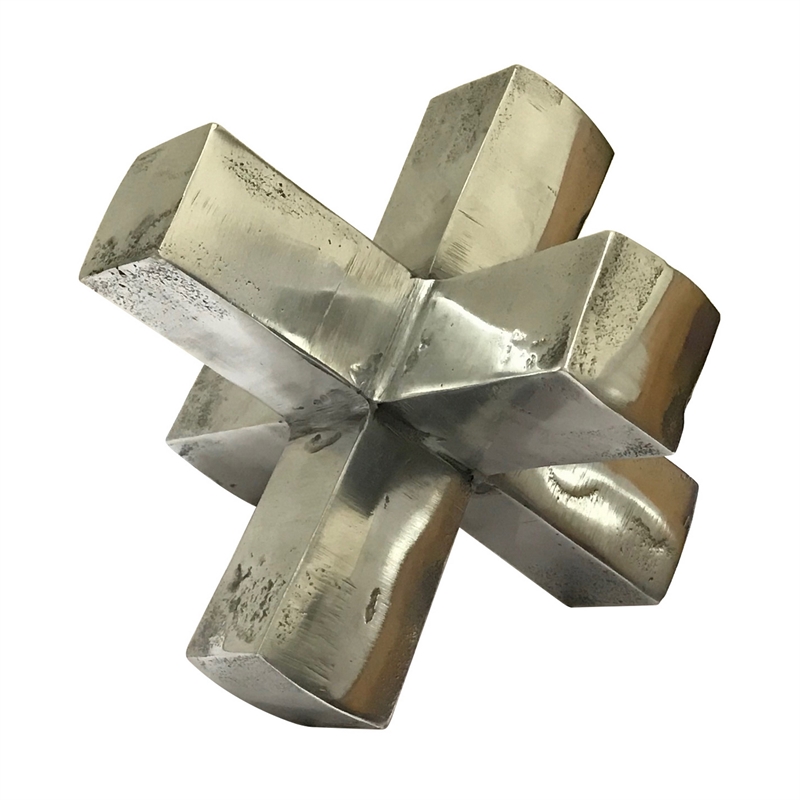Pearl Abstract Starburst Tabletop Decorative Accent- Silver Metal 8 Inch