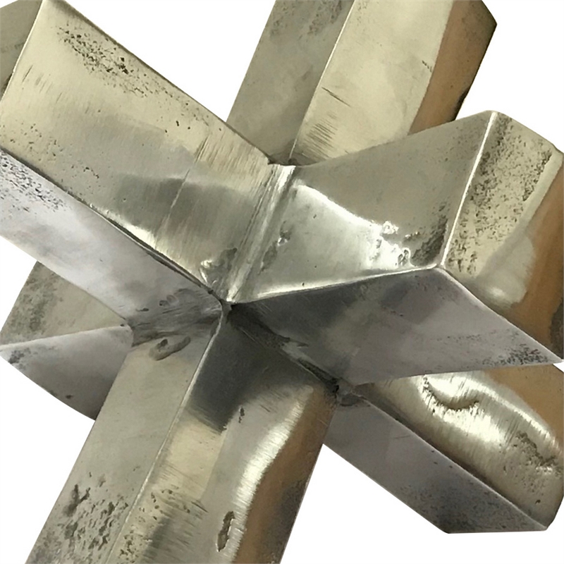 Pearl Abstract Starburst Tabletop Decorative Accent- Silver Metal 8 Inch