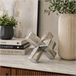 Pearl Abstract Starburst Tabletop Decorative Accent- Silver Metal 8 Inch