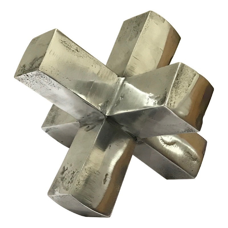 Pearl Abstract Starburst Tabletop Decorative Accent- Silver Metal 8 Inch