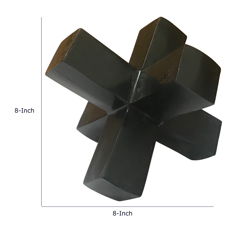 Pearl Abstract Starburst Tabletop Decorative Accent- Black Metal 8 Inch