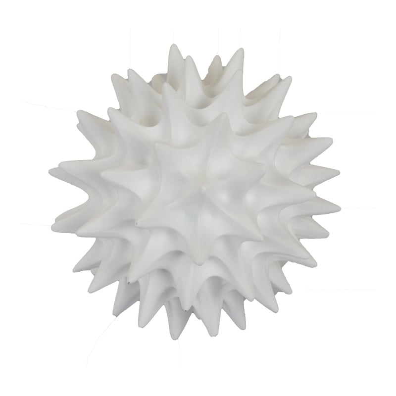 Saima Decorative Orb Sculpture with Spiked Patterns- White Resin 9 Inch