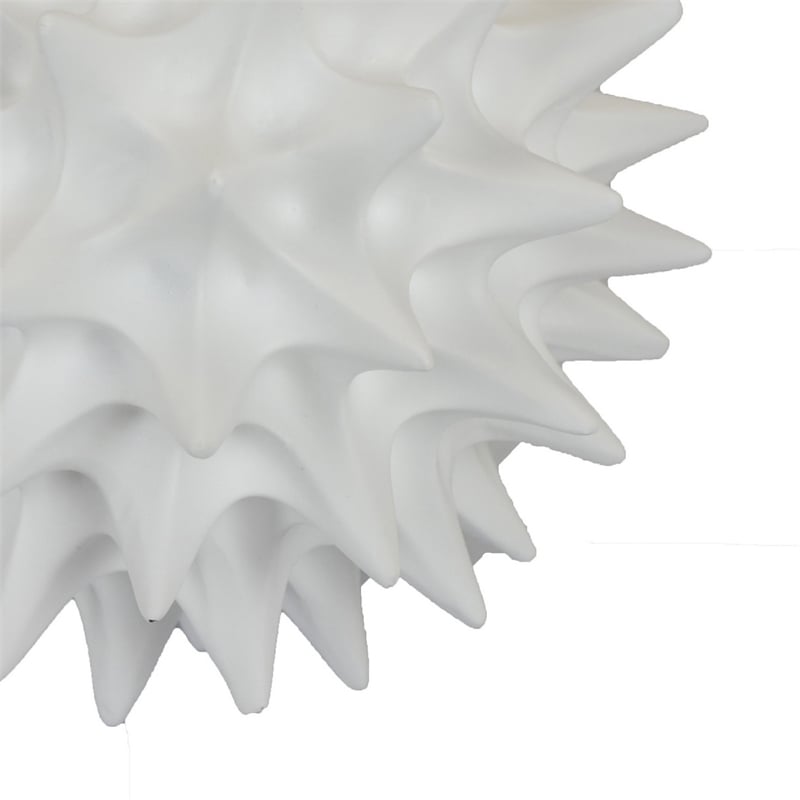 Saima Decorative Orb Sculpture with Spiked Patterns- White Resin 9 Inch
