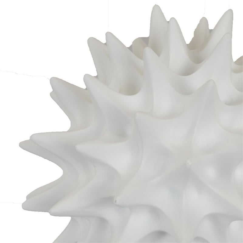 Saima Decorative Orb Sculpture with Spiked Patterns- White Resin 9 Inch