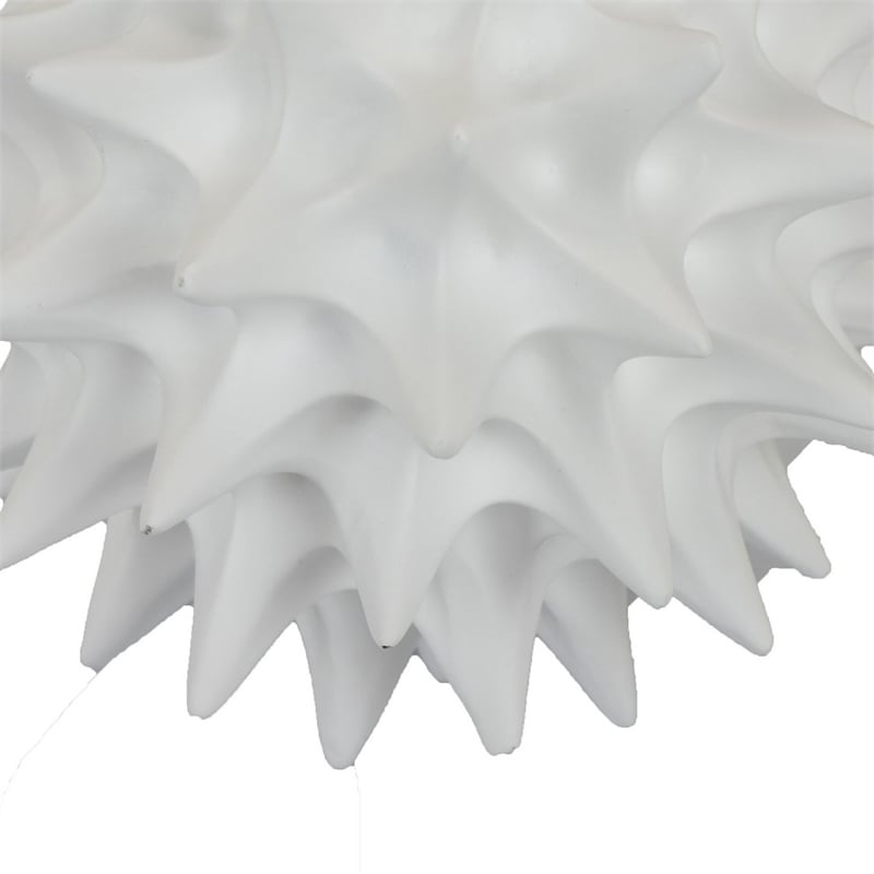 Saima Decorative Orb Sculpture with Spiked Patterns- White Resin 9 Inch