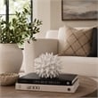 Saima Decorative Orb Sculpture with Spiked Patterns- White Resin 9 Inch