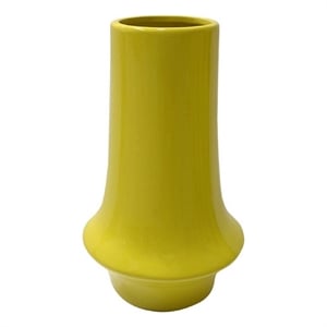 Ziva Modern Decorative Vase with Flared Base- Yellow Ceramic 12 Inch
