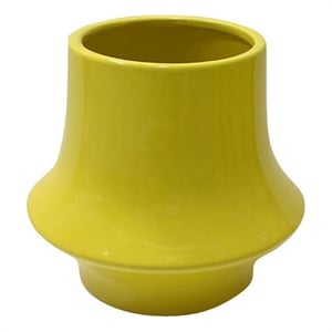 Ziva Modern Decorative Vase with Flared Base- Yellow Ceramic 9 Inch
