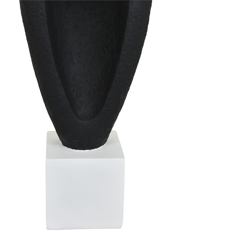 Decorative Tabletop Accent- White Marble Base- Black Teardrop- 18 Inch