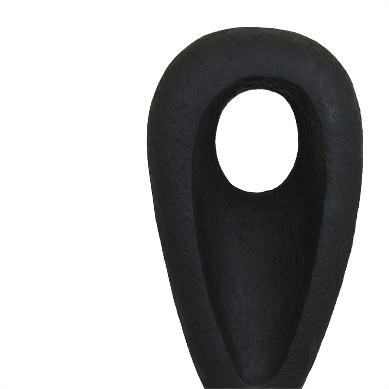 Decorative Tabletop Accent- White Marble Base- Black Teardrop- 18 Inch
