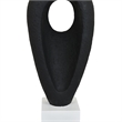 Decorative Tabletop Accent- White Marble Base- Black Teardrop- 18 Inch