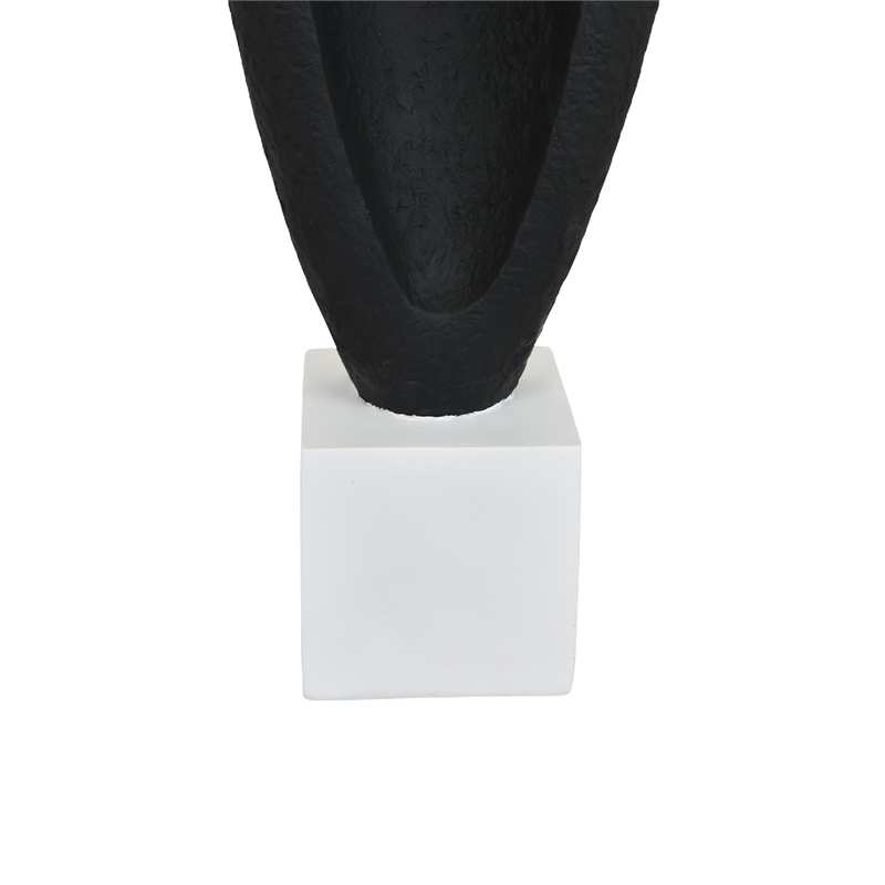 Decorative Tabletop Accent- White Marble Base- Black Teardrop- 18 Inch