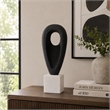 Decorative Tabletop Accent- White Marble Base- Black Teardrop- 18 Inch