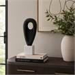 Decorative Tabletop Accent- White Marble Base- Black Teardrop- 18 Inch