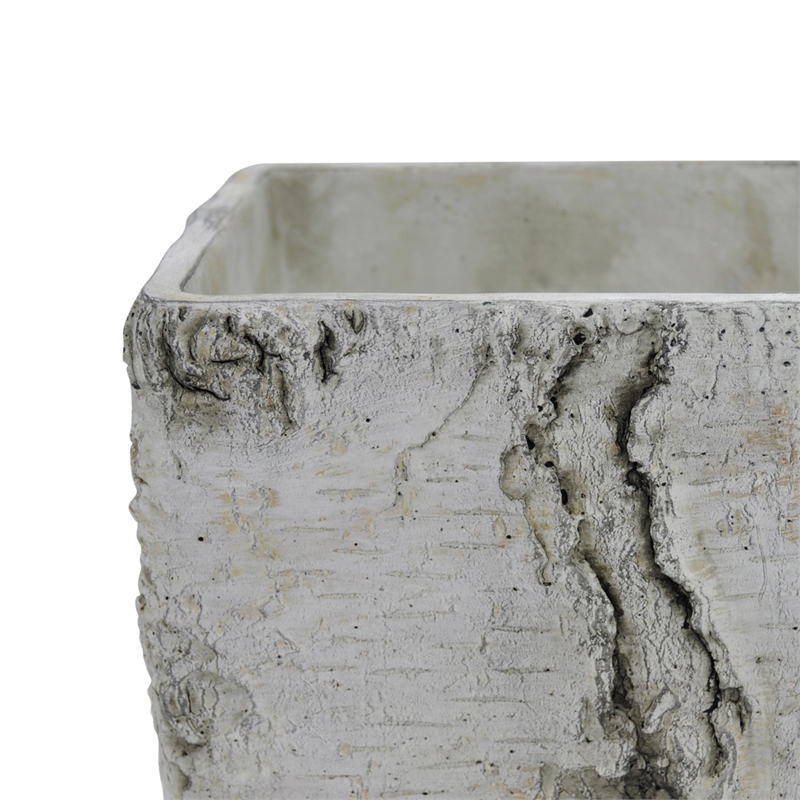 Outdoor Decorative Planter- Faux Bois Textured Terracotta- 7 Inch Gray