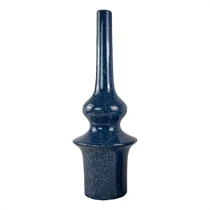 Fea Decorative Flower Vase- Narrow Mouth- Turned Blue Ceramic- 21 Inch