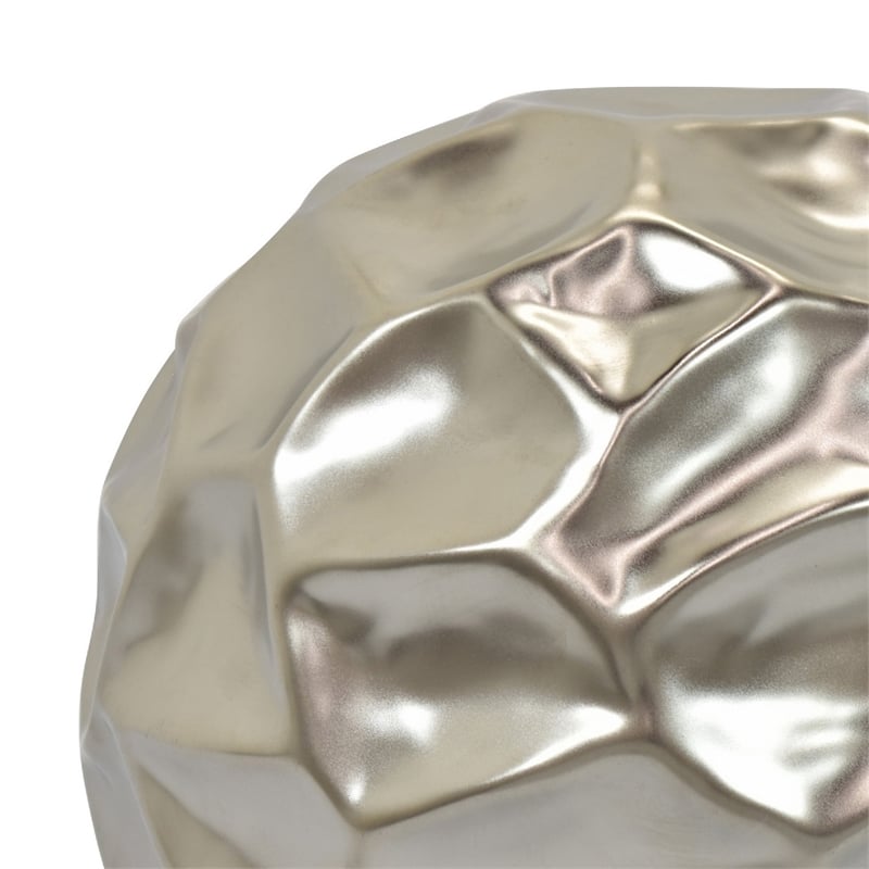 Decorative Accent Sculpture Orb- Faceted Glam Silver Ceramic- 9 Inch