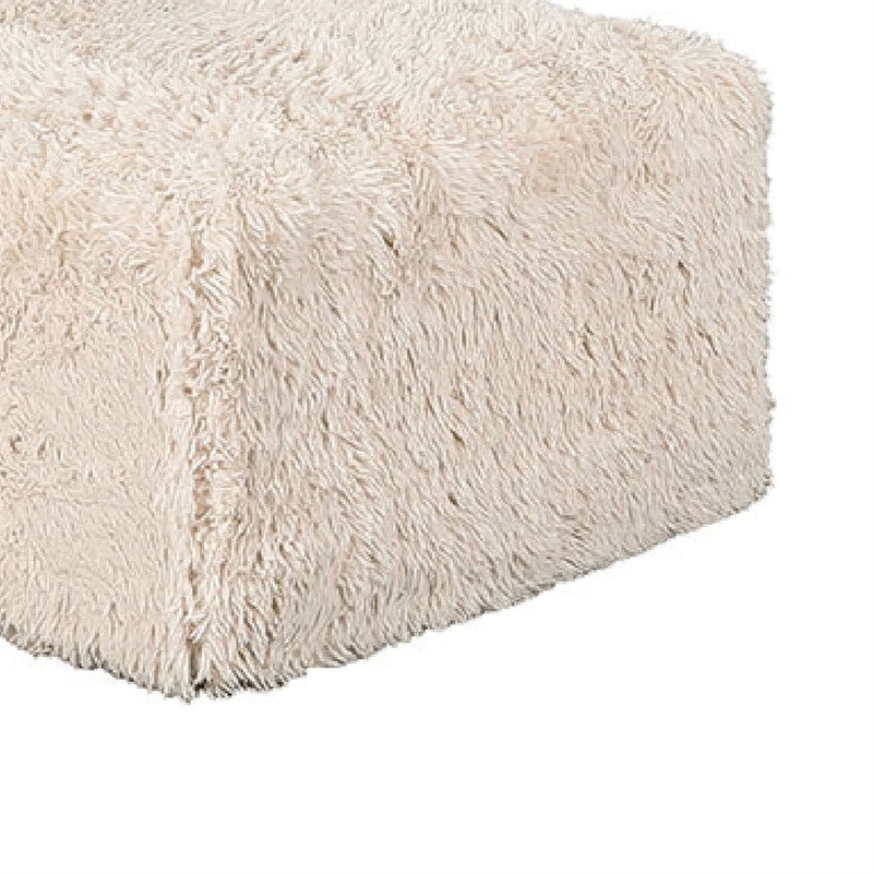 Appi Modular Armless Chair- Compressed Foam Fill Sand Beige Faux Fur