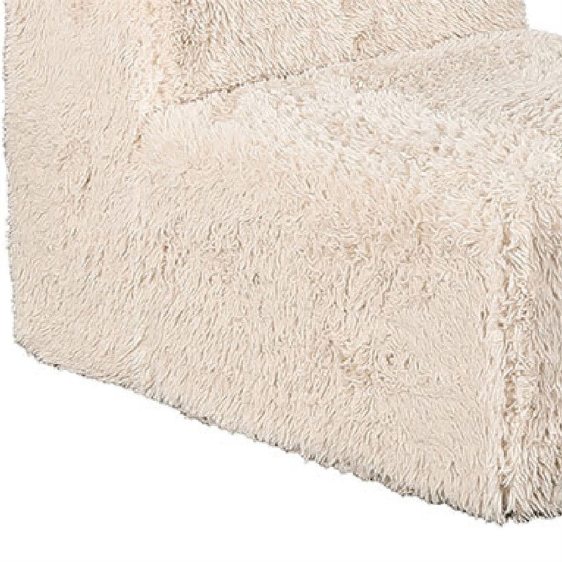 Appi Modular Armless Chair- Compressed Foam Fill Sand Beige Faux Fur