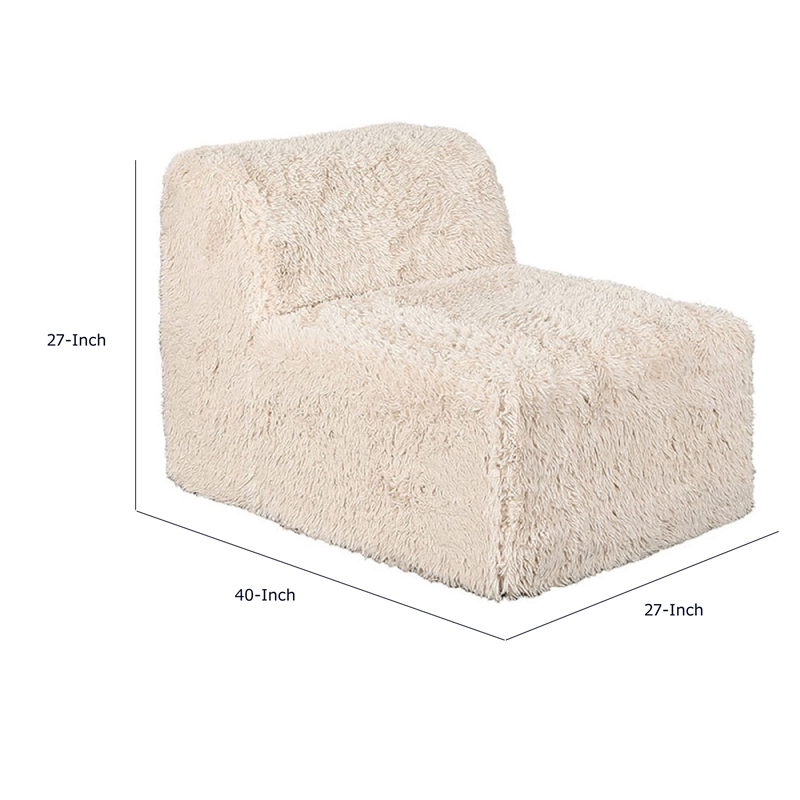 Appi Modular Armless Chair- Compressed Foam Fill Sand Beige Faux Fur