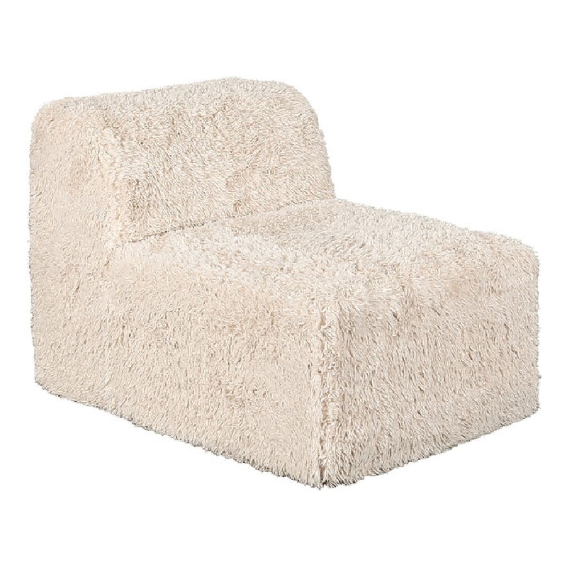 Appi Modular Armless Chair- Compressed Foam Fill Sand Beige Faux Fur