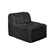 Appi Modular Armless Chair- Compressed Foam Fill Black Shaggy Faux Fur