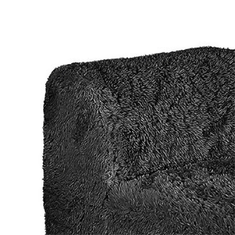 Appi Modular Armless Chair- Compressed Foam Fill Black Shaggy Faux Fur