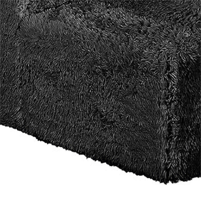 Appi Modular Armless Chair- Compressed Foam Fill Black Shaggy Faux Fur