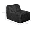 Appi Modular Armless Chair- Compressed Foam Fill Black Shaggy Faux Fur