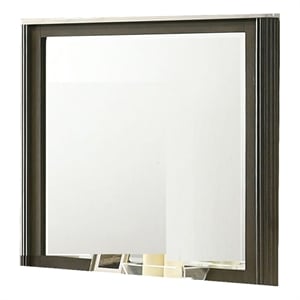 Lim Dresser Mirror- Dark Walnut Brown- Faux Marble- 39x45 Fluted Frame