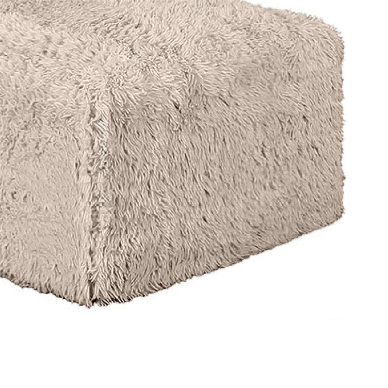 Appi Modular Armless Chair- Compressed Foam Fill Taupe Brown Faux Fur