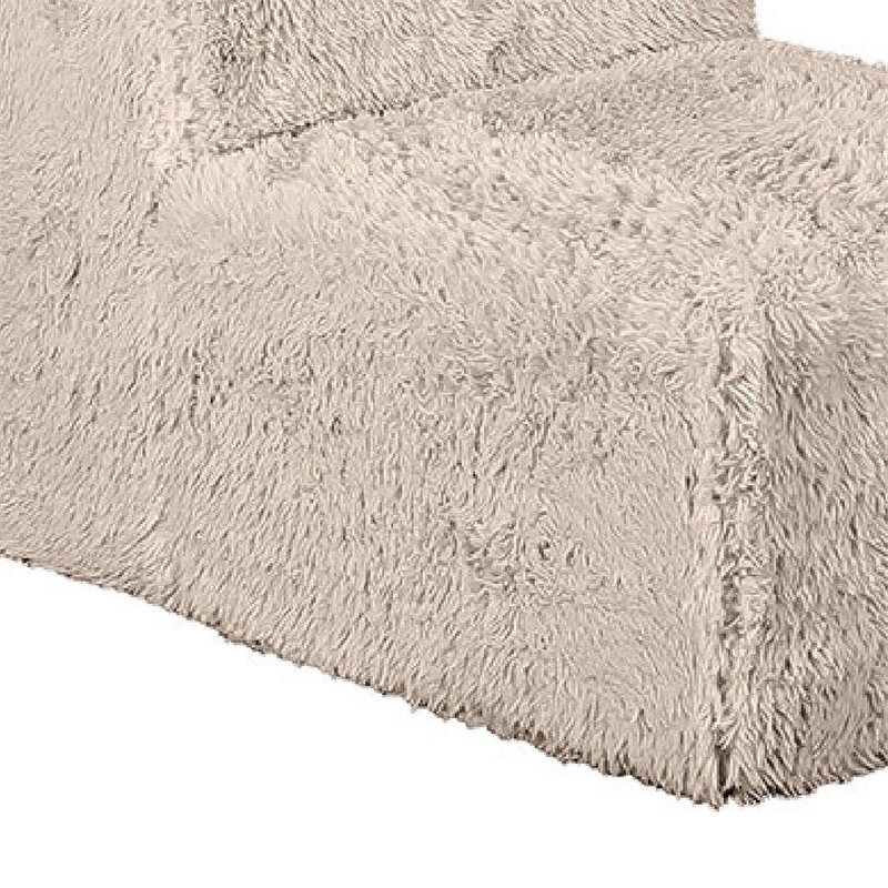 Appi Modular Armless Chair- Compressed Foam Fill Taupe Brown Faux Fur
