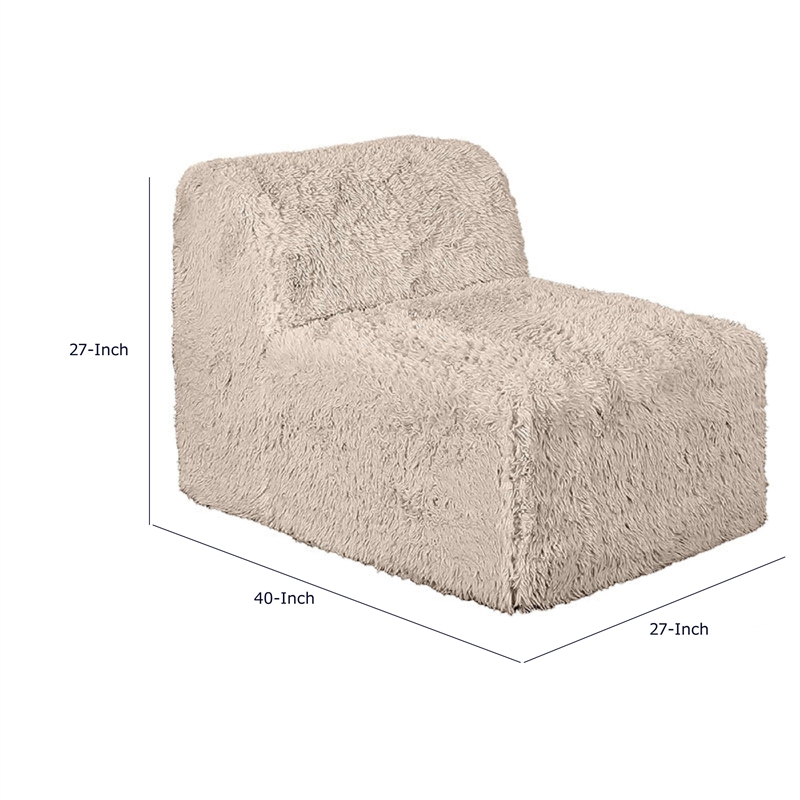 Appi Modular Armless Chair- Compressed Foam Fill Taupe Brown Faux Fur