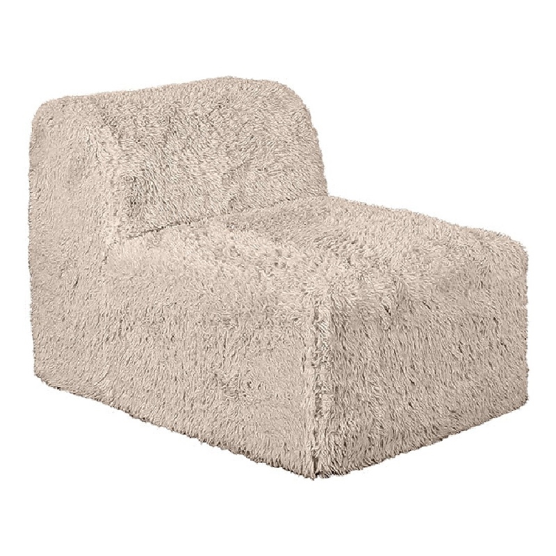 Appi Modular Armless Chair- Compressed Foam Fill Taupe Brown Faux Fur