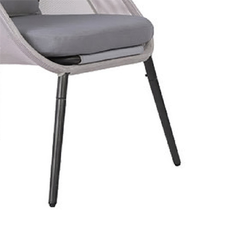 Foldable Mesh Lounge Chair- Set of 2- Gray Cushion- Black Metal