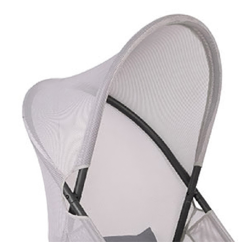 Foldable Mesh Lounge Chair- Set of 2- Gray Cushion- Black Metal