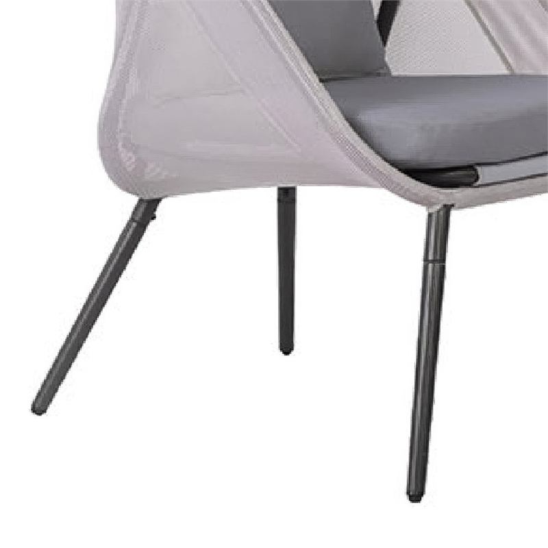 Foldable Mesh Lounge Chair- Set of 2- Gray Cushion- Black Metal