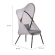 Foldable Mesh Lounge Chair- Set of 2- Gray Cushion- Black Metal