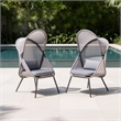 Foldable Mesh Lounge Chair- Set of 2- Gray Cushion- Black Metal