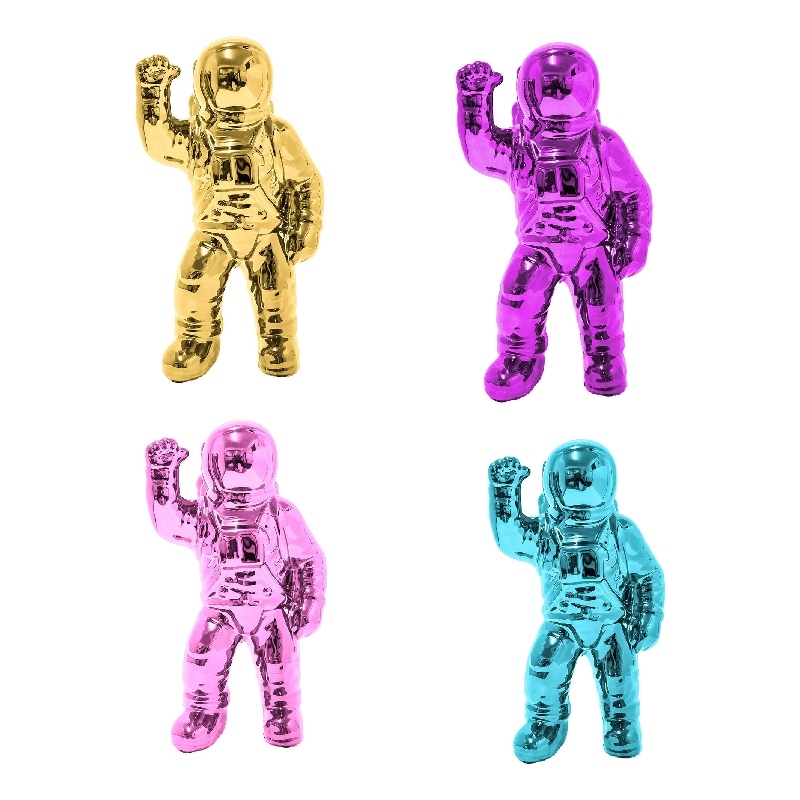 Chim Decorative Astronaut Figurines- Set of 4- Colorful Glossy Ceramic