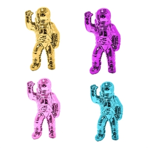 Chim Decorative Astronaut Figurines- Set of 4- Colorful Glossy Ceramic