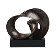 Tabletop Decor - Abstract Loop Sculpture - Plinth Base Bronze Black-11 Inch