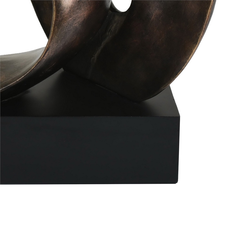 Tabletop Decor - Abstract Loop Sculpture - Plinth Base Bronze Black-11 Inch