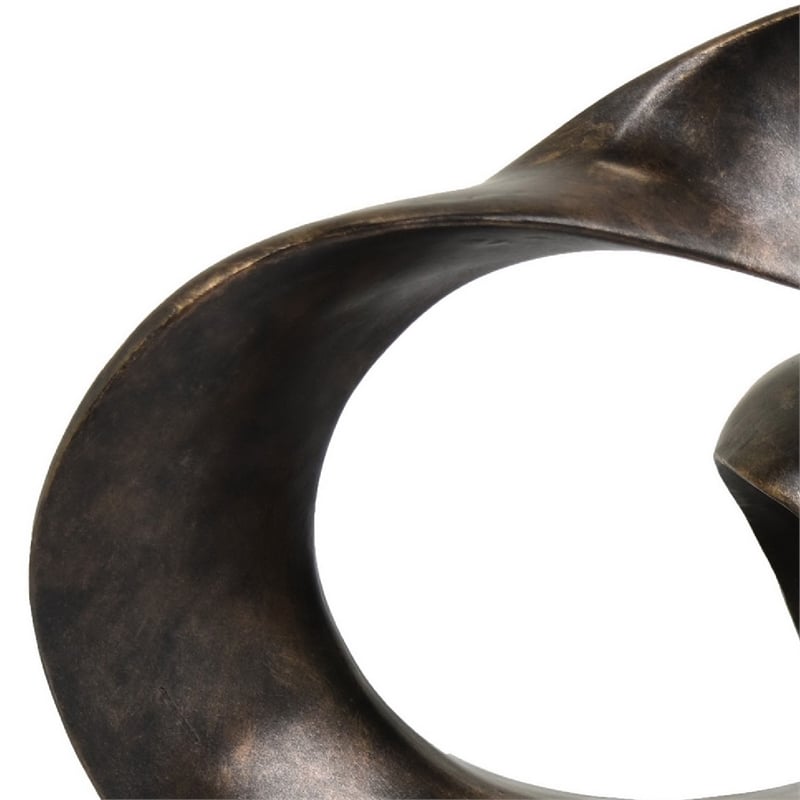 Tabletop Decor - Abstract Loop Sculpture - Plinth Base Bronze Black-11 Inch