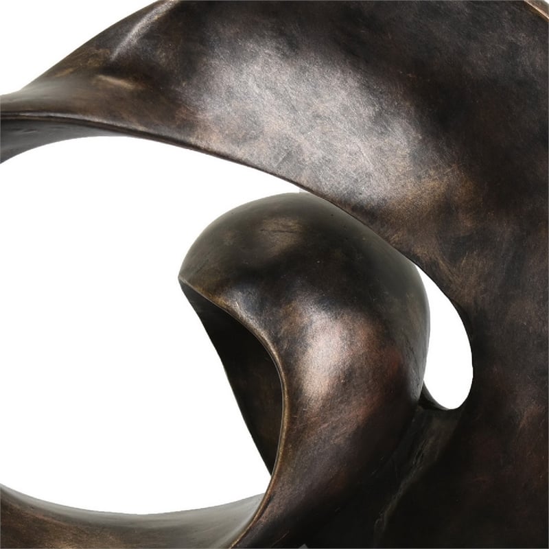 Tabletop Decor - Abstract Loop Sculpture - Plinth Base Bronze Black-11 Inch