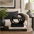 Tabletop Decor - Abstract Loop Sculpture - Plinth Base Bronze Black-11 Inch
