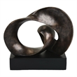 Tabletop Decor - Abstract Loop Sculpture - Plinth Base Bronze Black-11 Inch