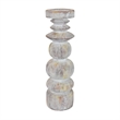 Tabletop Decor Candle Holder - Sculpted Turned Whitewash Resin-18 Inch
