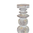 Tabletop Decor Candle Holder - Sculpted Turned Whitewash Resin-18 Inch