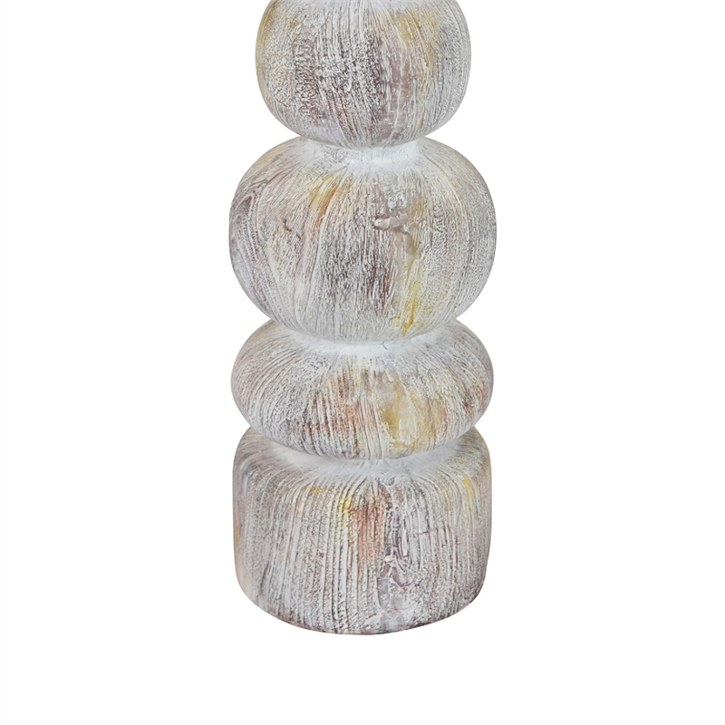 Tabletop Decor Candle Holder - Sculpted Turned Whitewash Resin-18 Inch